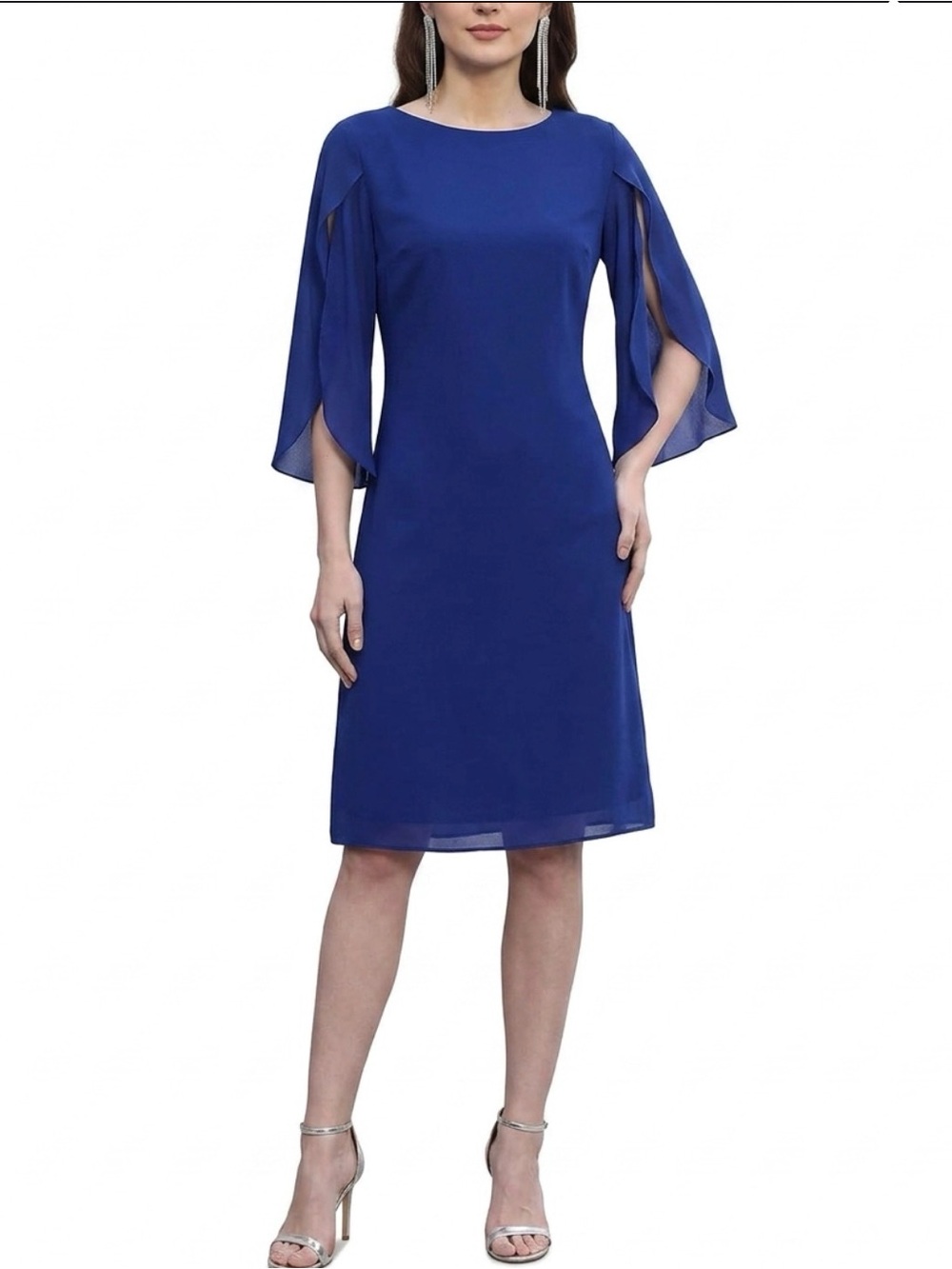 Grace Karin Navy Blue Chiffon Overlay Tunic
